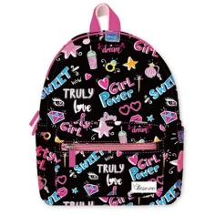 Tesoro: Girl Power mochila mini negra-rosa