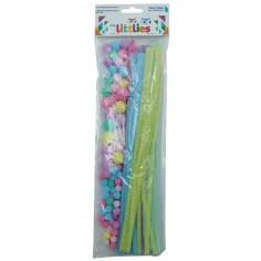 The Littlies: Set de manualidades con pompones y chenilla de 100 piezas