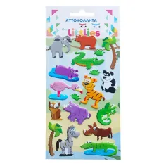 The Littlies: Set de pegatinas 3D de animales de la jungla en hoja de 10x22 cm