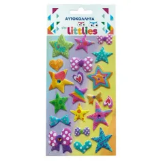 The Littlies: Set de pegatinas 3D de espuma con diseño de estrellas en una hoja de 10x22cm