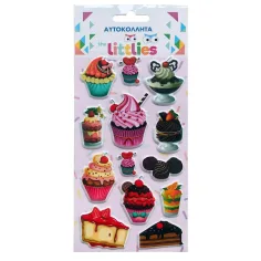 The Littlies: Set de pegatinas 3D de espuma de dulces en hoja de 10x22 cm