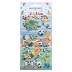 The Littlies: Set de pegatinas 3D en relieve con diseño de fútbol en hoja de 10x22cm