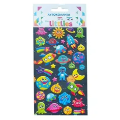 The Littlies: Set de pegatinas 3D en relieve con diseño de nave espacial en hoja de 10x22cm