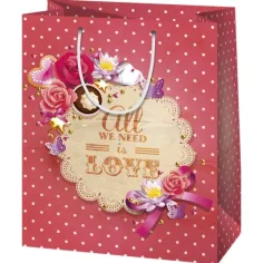 "Todo lo que necesito es Amor" bolsa de regalo mediana 18x23x10cm