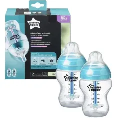 Tommee Tippee: Advanced ANTI-COLIC biberón turquesa set de 2 piezas 260 ml (0 meses+)