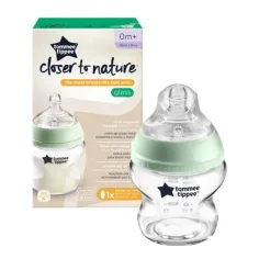 Tommee Tippee: Closer To Nature biberón de vidrio transparente 150ml (0 meses+)