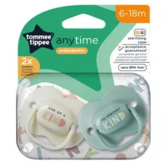Tommee Tippee: Set de chupetes ortodónticos AnyTime de 2 unidades (6-18 meses)