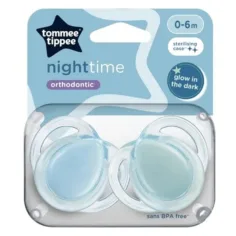 Tommee Tippee: Set de chupetes ortodónticos fluorescentes de 2 unidades para la noche en varias versiones (0-6 meses)