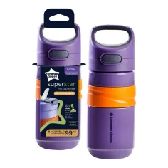 Tommee Tippee: Superstar Flip top straw vaso de entrenamiento con pajita color lila 500ml (18 meses+)