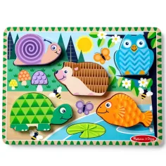 Toque y Siente Animales del Bosque rompecabezas de madera - Melissa & Doug