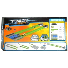 imagen de Track Racing: Pista de carreras de aceleración con bandera de meta y 2 coches en miniatura 1/64 2