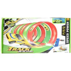 Track Racing: Set de pista de carreras en espiral 6 piezas con 360 grados de bucles y 1 cochecito 1/64