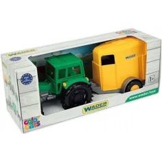 Tractor verde con remolque de caballos 38cm - Wader