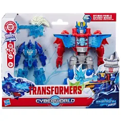 Transformers Cyberworld: Héroes de alta mar Ola de Energon Optimus Prime y Mirage, figuras de robot - Hasbro