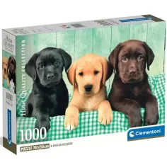 Tres cachorros labrador 1000 piezas con póster - Clementoni