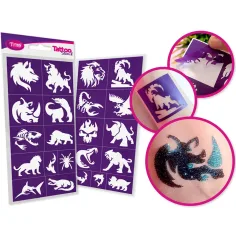 imagen de TyToo: Plantilla de tatuajes de brillo de animales salvajes set de 22 piezas 3