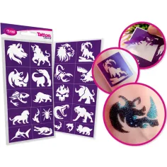 TyToo: Plantilla de tatuajes de brillo de animales salvajes set de 22 piezas