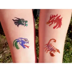 imagen de TyToo: Plantilla de tatuajes de purpurina de dragones y lagartos 21 piezas 2
