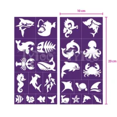 imagen de TyToo: Set de plantillas de tatuajes de brillo de animales marinos 26ud 3