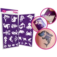 TyToo: Set de plantillas de tatuajes de brillo de animales marinos 26ud