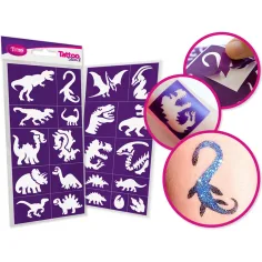 TyToo: Set de plantillas de tatuajes de brillo de dinosaurios 21 piezas