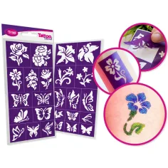 TyToo: Set de plantillas de tatuajes de brillo de flores 24ud