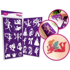 TyToo: Set de plantillas de tatuajes de brillo de hadas y princesas 22 piezas
