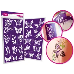 TyToo: Set de plantillas de tatuajes de purpurina de mariposas 23 piezas