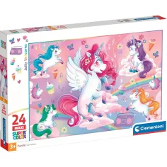 Unicornios de colores rompecabezas maxi supercolor de 24 piezas - Clementoni