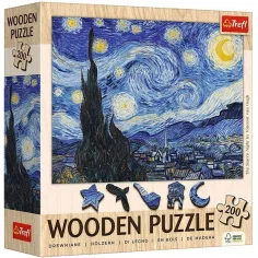 Van Gogh: Noche estrellada rompecabezas de madera de 200 piezas - Trefl