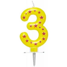 imagen de Vela de cumpleaños con número estrellado 3 2