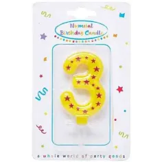 Vela de cumpleaños con número estrellado 3
