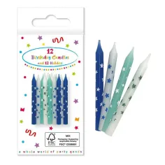 Velas de cumpleaños azules 12ud