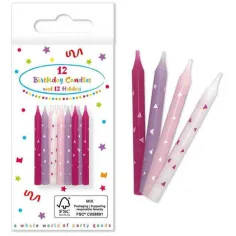 Velas de cumpleaños rosa 12ud