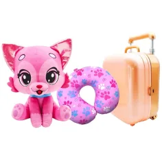 imagen de Viajeros amigos – Rosie Jetset Aventurera Kitti gato de peluche con maleta y almohada de viaje 2