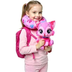imagen de Viajeros amigos – Rosie Jetset Aventurera Kitti gato de peluche con maleta y almohada de viaje 3