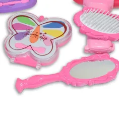 imagen de Vouge Girl - Rosa conjunto de belleza de 9 piezas con paletas de maquillaje, secador de pelo y accesorios 3