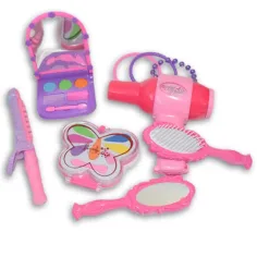 Vouge Girl - Rosa conjunto de belleza de 9 piezas con paletas de maquillaje, secador de pelo y accesorios