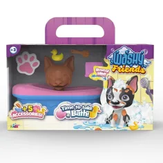 Washy Friends: Color Reveal perrito Boston Terrier de baño con bañera y accesorios