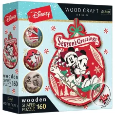 Wood Craft: Disney - Navidad de Mickey y Minnie 160 piezas premium de madera rompecabezas - Trefl