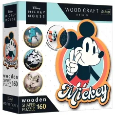 Wood Craft: Disney - Puzzle de madera premium Retro Mickey Mouse de 160 piezas - Trefl