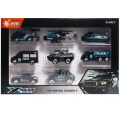 X-Police set de coches de policía 8 piezas