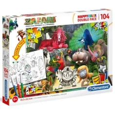 Zafari Doble 2 en 1 104 piezas puzzle coloreable de doble cara - Clementoni