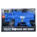 Arma de asalto policial con efectos de sonido en color azul