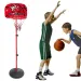 Aro de baloncesto ajustable con soporte y balón 120-150 cm