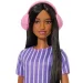 imagen de Barbie: Amigas Fashionista muñeca de moda con auriculares en vestido morado – Mattel 3