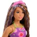 imagen de Barbie: Muñeca de moda amigas Fashionista con vestido de flores y mechones morados – Mattel 3