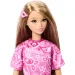 imagen de Barbie: Muñeca de moda Fashionista con amigas en vestido rosa con estampado de pañuelo - Mattel 3