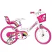 Bicicleta infantil unicornio rosa-blanco de 16 pulgadas - Dino Bikes
