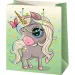 Bolsa de regalo grande exclusiva verde con estampado de unicornio 26x13x33cm